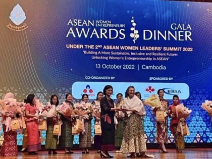 Mylene Abiva receives the ASEAN Special Awards of Women Entrepreneurs 2022 @ ASEAN Women Leader’s Summit and Awards Ceremony CAMBODIA